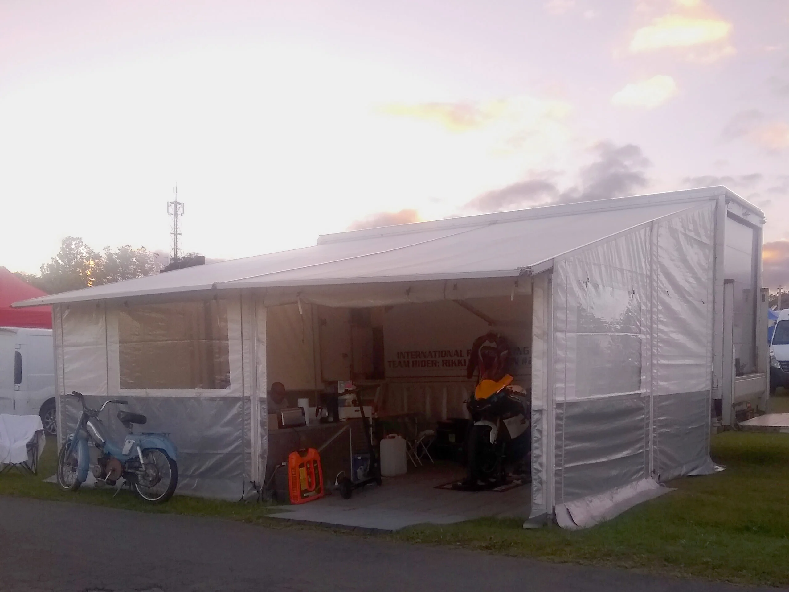 Camp set up and ready for the Manx GP